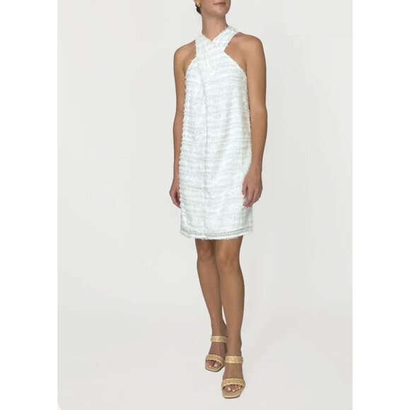 NWT Abbey-Glass Womens Alys White Halter Dress Size‎ L - Picture 1 of 13